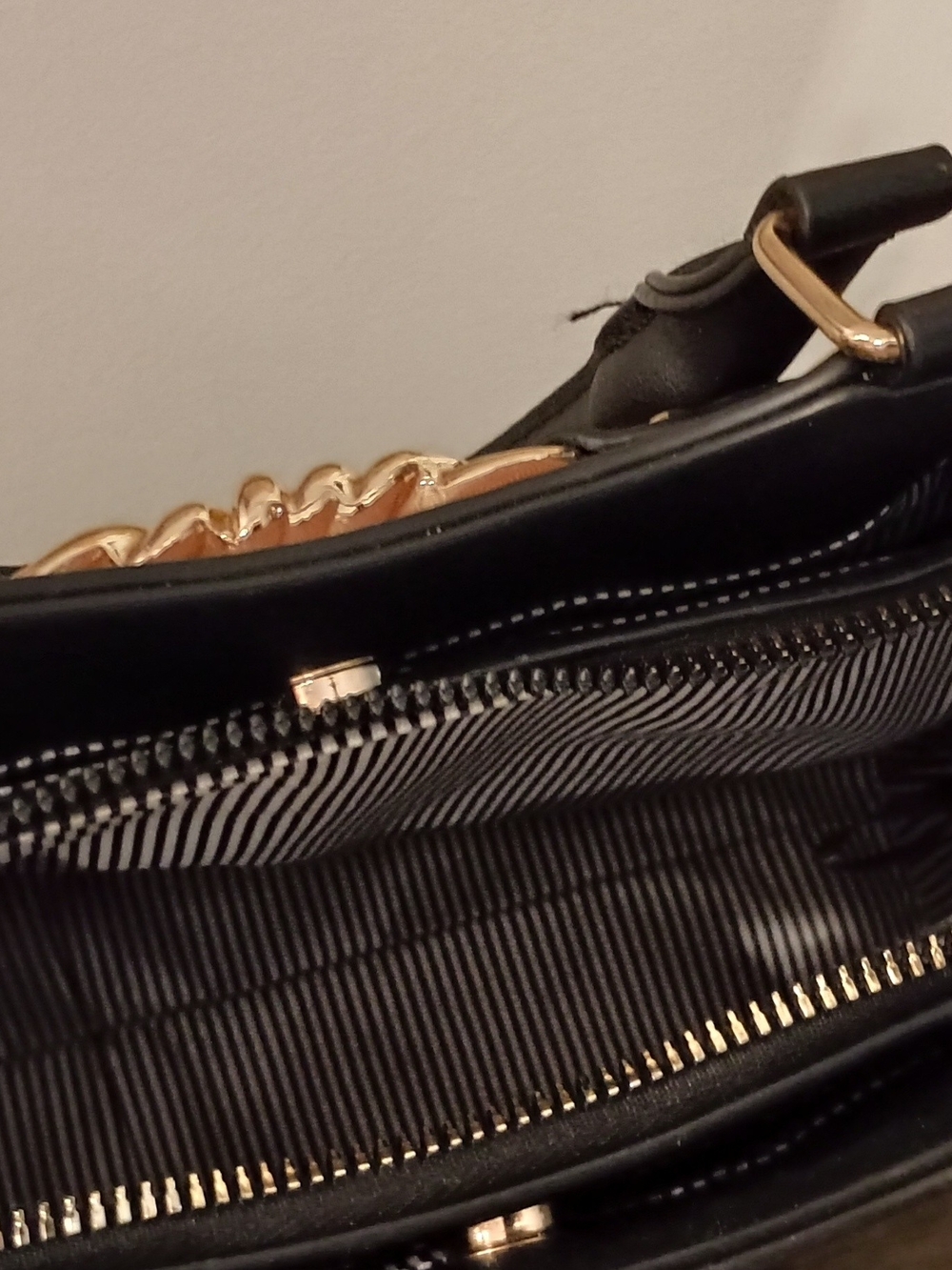 Structured Two-Tone Beige and Black Women’s Satchel - Picture 7 of 10